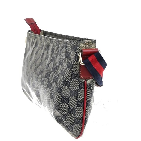 GUCCI GG Pattern Crystal Shoulder Bag Coating Canvas Leather Blue Red 88EE439 - Picture 14 of 16